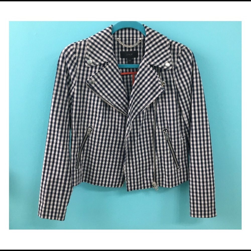 JCrew gingham motorcycle jacket 00